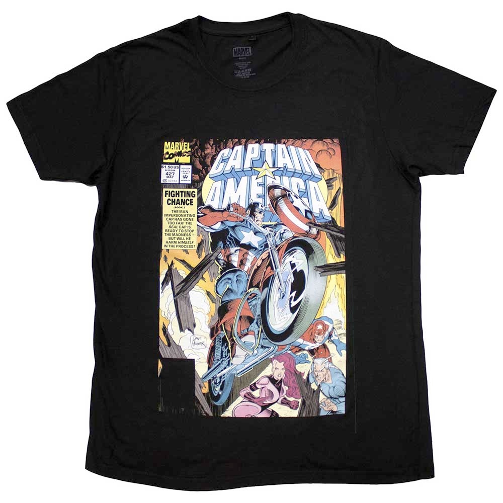 Marvel Captain America - Wheel Comic Cover Tshirt Homme - Noir